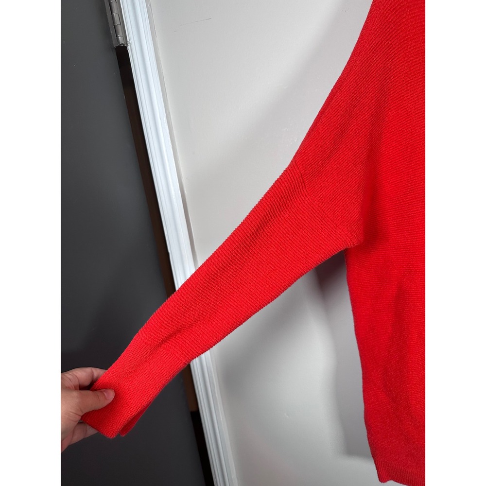 Free People Ottoman Slouchy Tunic Women Large Red Oversized Boho Ribbed Sweater - Picture 4 of 9